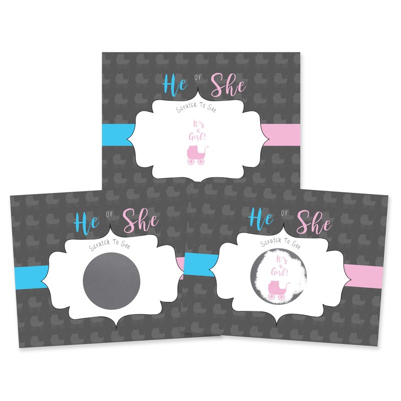 My Scratch Offs Its a Girl Baby Carriage Gender Reveal Party Scratch Off Scratcher Lottery Tickets Cards Family Friends 25 Pack - Image 1